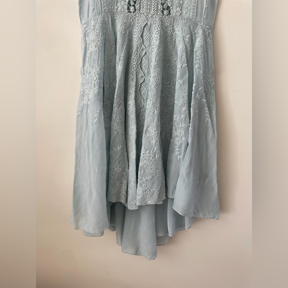 Johnny Was Light Blue Embroidered Mini Dress - Picture 2 of 6